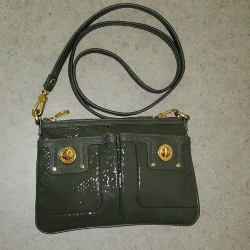 Marc Jacobs Crossbody Bag Gray Satchel Handbag Shoulder Leather WOMAN'S WOMEN'S - Picture 2 of 16